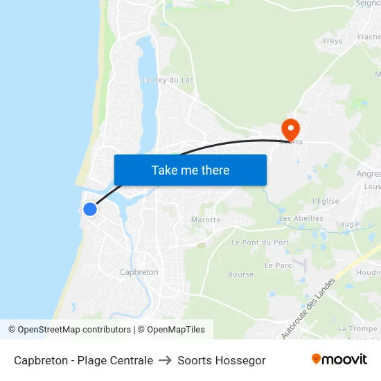 Capbreton - Plage Centrale to Soorts Hossegor map