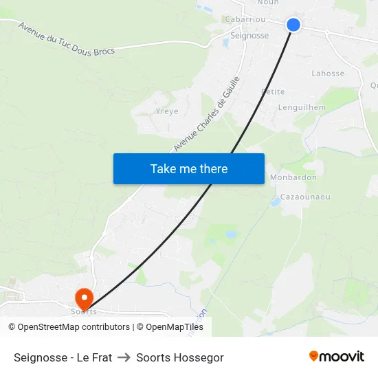 Seignosse - Le Frat to Soorts Hossegor map
