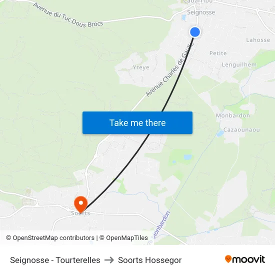 Seignosse - Tourterelles to Soorts Hossegor map