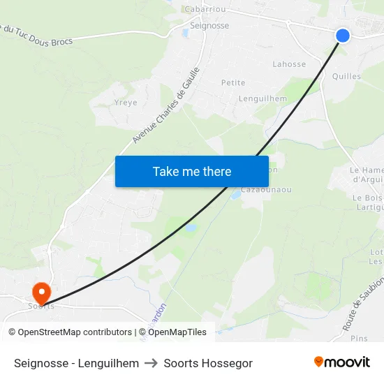 Seignosse - Lenguilhem to Soorts Hossegor map