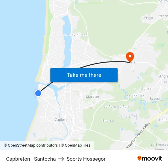 Capbreton - Santocha to Soorts Hossegor map