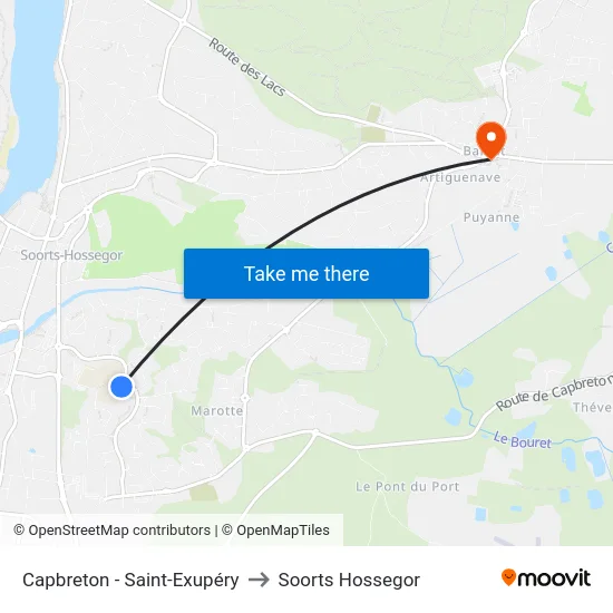 Capbreton - Saint-Exupéry to Soorts Hossegor map