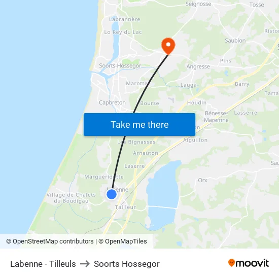 Labenne - Tilleuls to Soorts Hossegor map