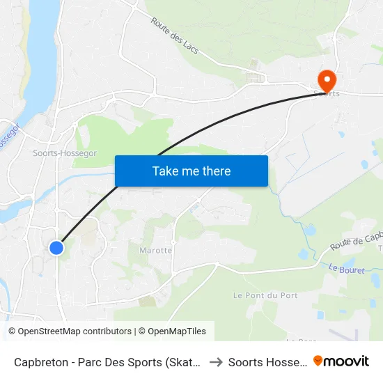 Capbreton - Parc Des Sports (Skatepark) to Soorts Hossegor map