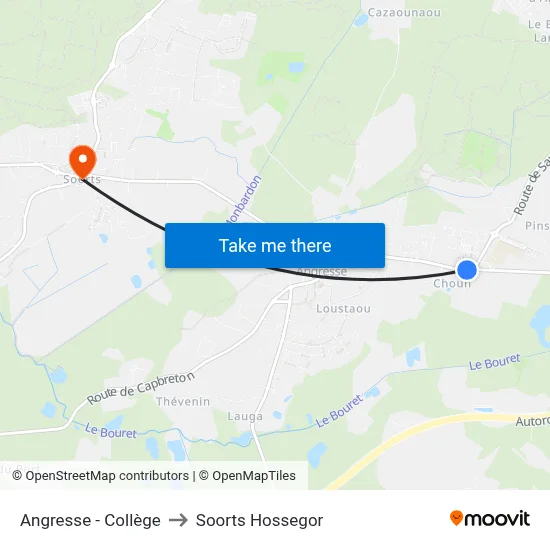 Angresse - Collège to Soorts Hossegor map