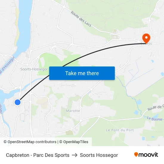 Capbreton - Parc Des Sports to Soorts Hossegor map