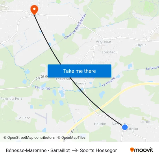Bénesse-Maremne - Sarraillot to Soorts Hossegor map