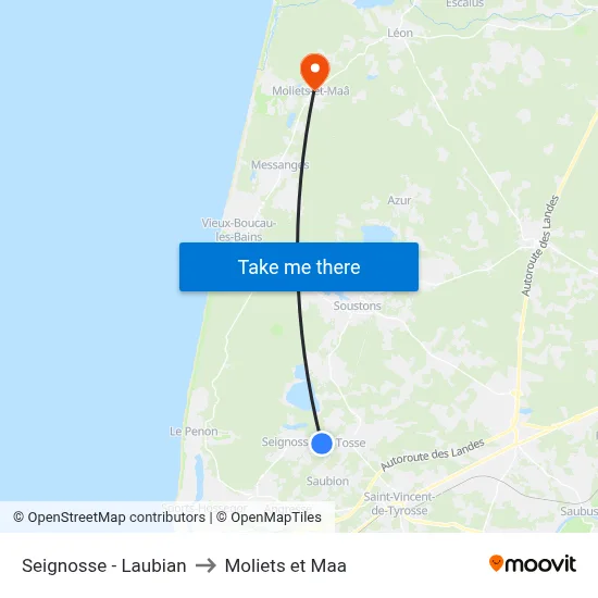 Seignosse - Laubian to Moliets et Maa map