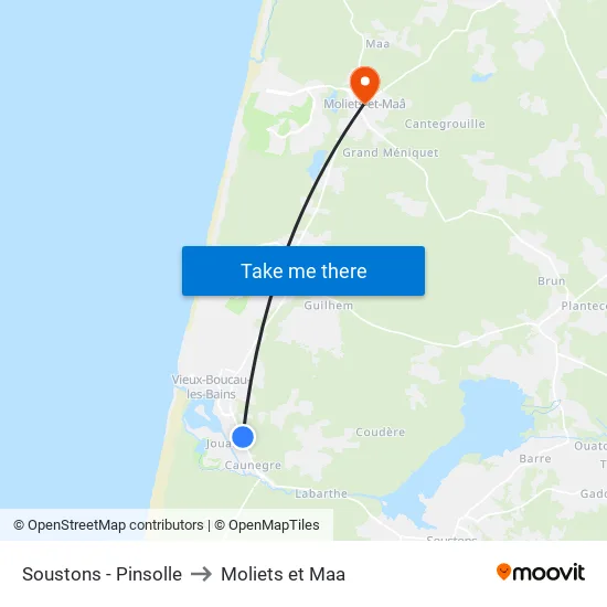 Soustons - Pinsolle to Moliets et Maa map