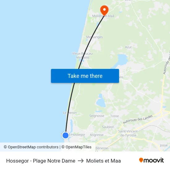 Hossegor - Plage Notre Dame to Moliets et Maa map