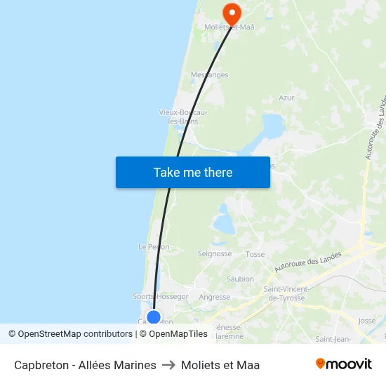 Capbreton - Allées Marines to Moliets et Maa map