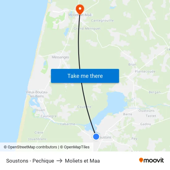 Soustons - Pechique to Moliets et Maa map