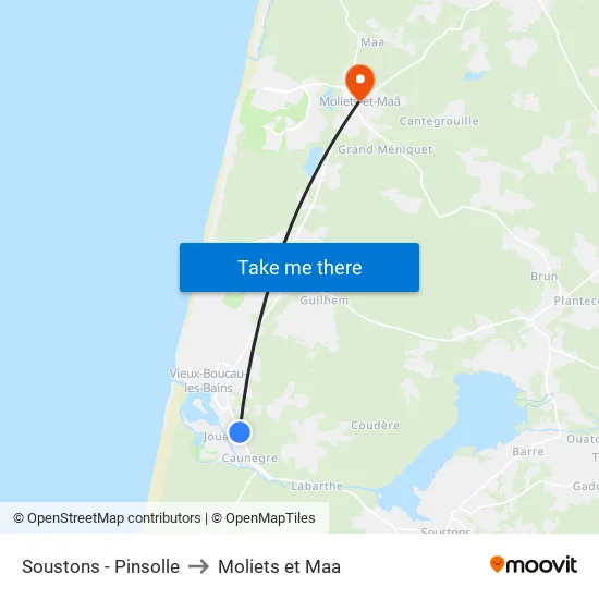 Soustons - Pinsolle to Moliets et Maa map
