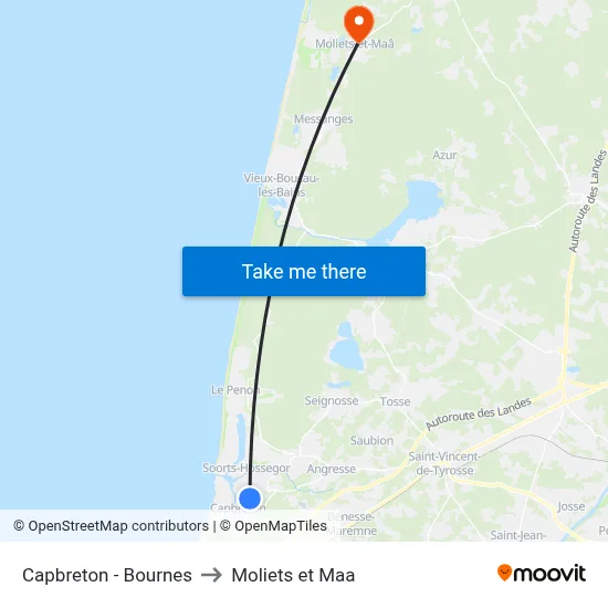 Capbreton - Bournes to Moliets et Maa map