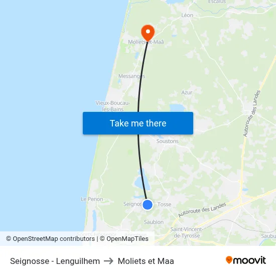 Seignosse - Lenguilhem to Moliets et Maa map