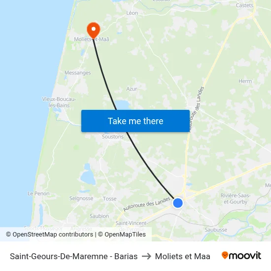 Saint-Geours-De-Maremne - Barias to Moliets et Maa map