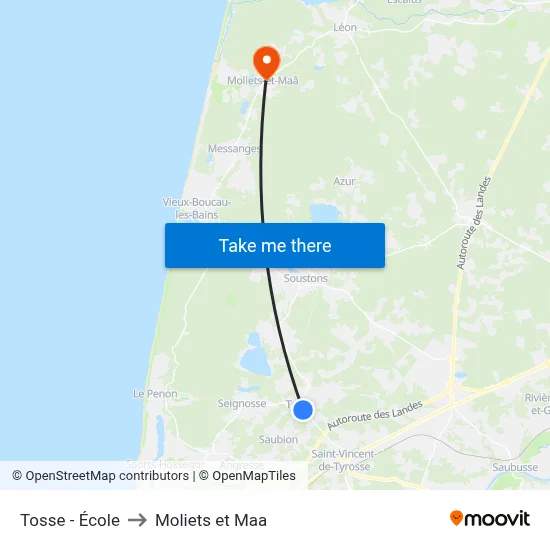 Tosse - École to Moliets et Maa map