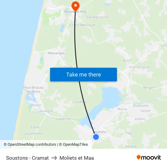 Soustons - Cramat to Moliets et Maa map