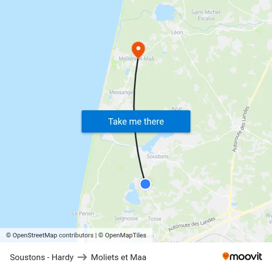 Soustons - Hardy to Moliets et Maa map