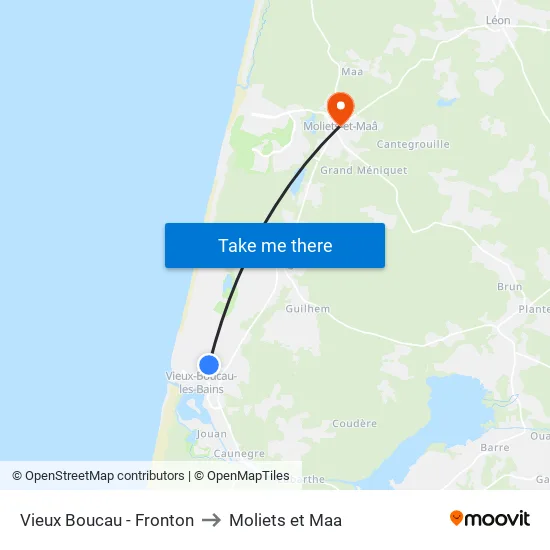 Vieux Boucau - Fronton to Moliets et Maa map