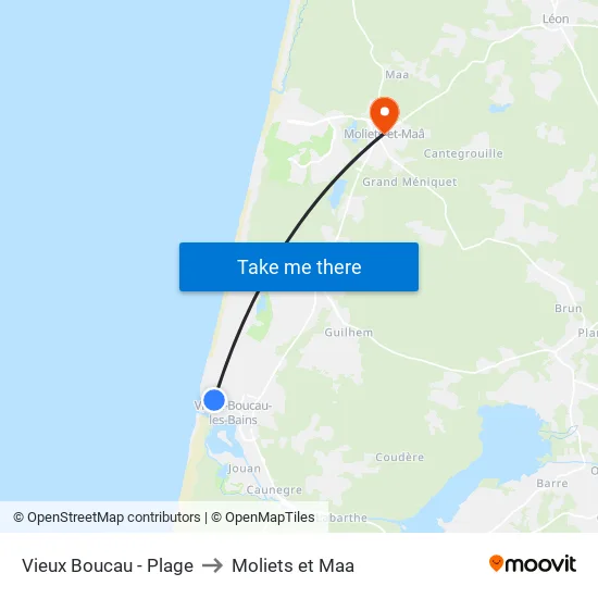 Vieux Boucau - Plage to Moliets et Maa map