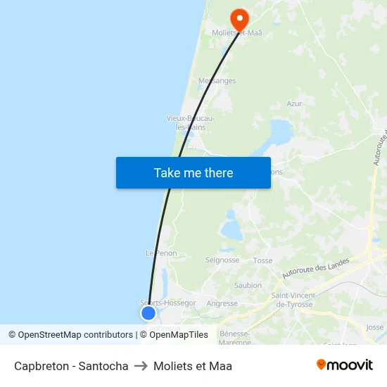 Capbreton - Santocha to Moliets et Maa map