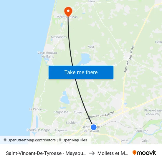 Saint-Vincent-De-Tyrosse - Maysouot to Moliets et Maa map