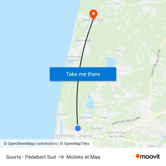 Soorts - Pédebert Sud to Moliets et Maa map