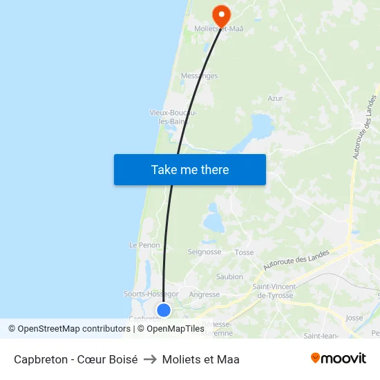 Capbreton - Cœur Boisé to Moliets et Maa map