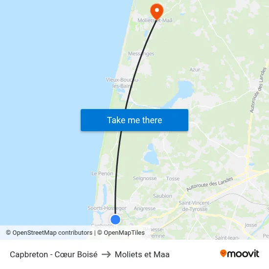 Capbreton - Cœur Boisé to Moliets et Maa map