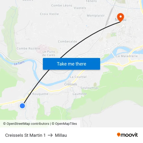 Creissels St Martin 1 to Millau map