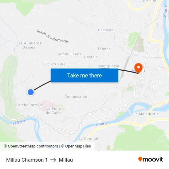 Millau Chamson 1 to Millau map