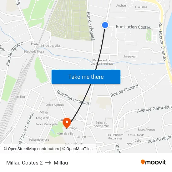 Millau Costes 2 to Millau map