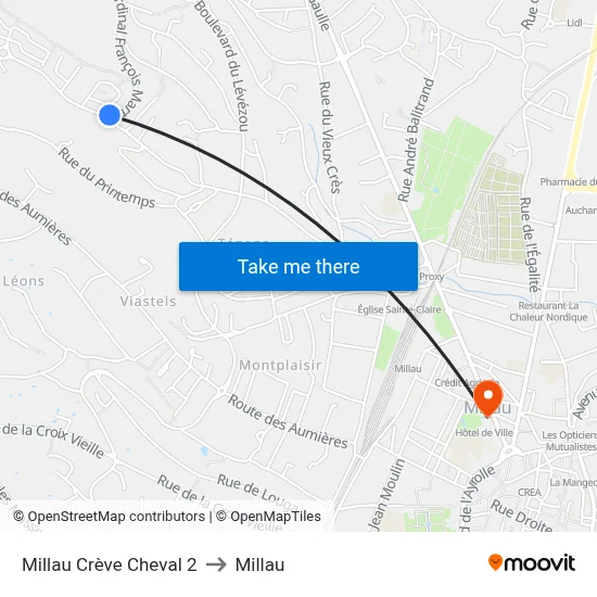 Millau Crève Cheval 2 to Millau map