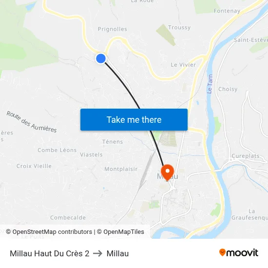 Millau Haut Du Crès 2 to Millau map