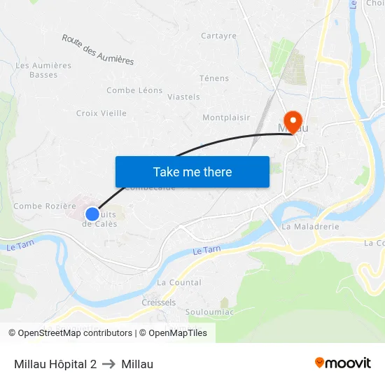 Millau Hôpital 2 to Millau map
