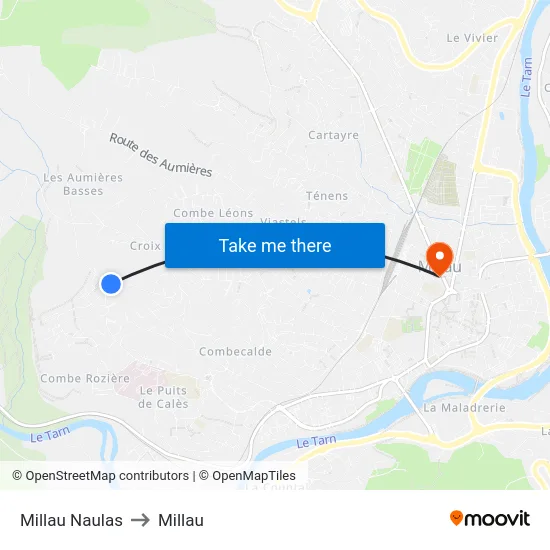 Millau Naulas to Millau map