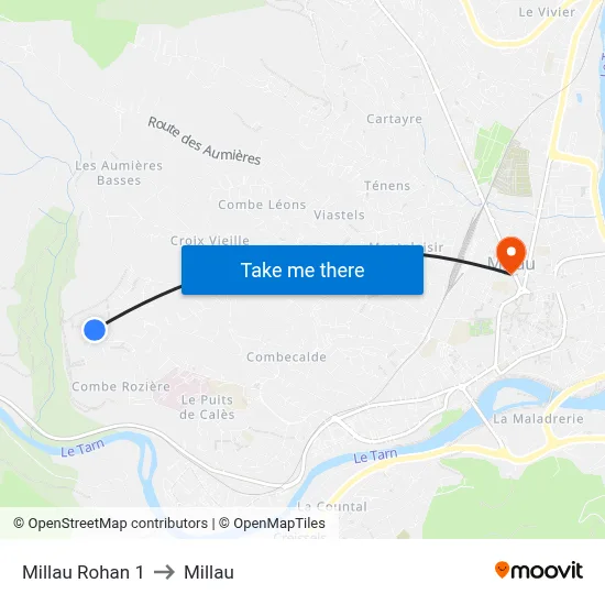 Millau Rohan 1 to Millau map