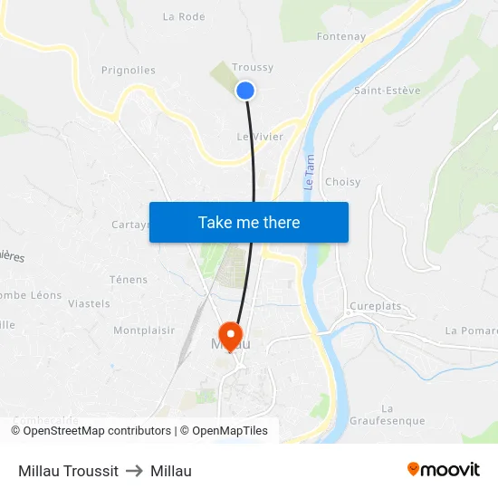 Millau Troussit to Millau map