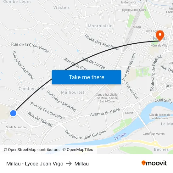 Millau - Lycée Jean Vigo to Millau map