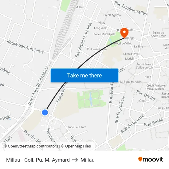 Millau - Coll. Pu. M. Aymard to Millau map