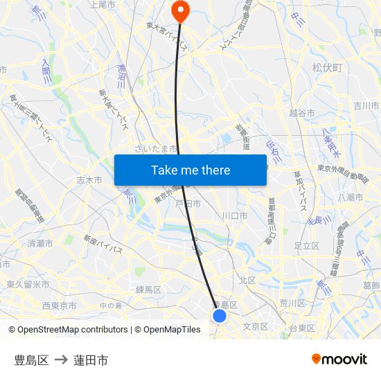 豊島区 to 蓮田市 map