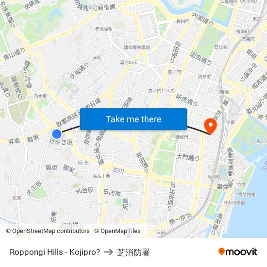 Roppongi Hills - Kojipro? to 芝消防署 map