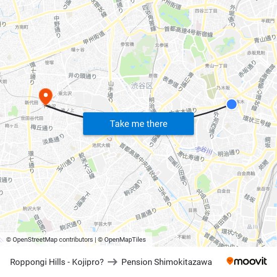 Roppongi Hills - Kojipro? to Pension Shimokitazawa map