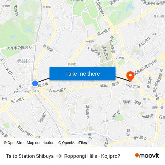 Taito Station Shibuya to Roppongi Hills - Kojipro? map