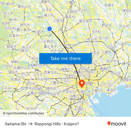 Saitama-Shi to Roppongi Hills - Kojipro? map