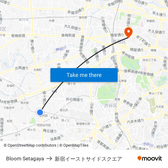 Bloom Setagaya to 新宿イーストサイドスクエア map