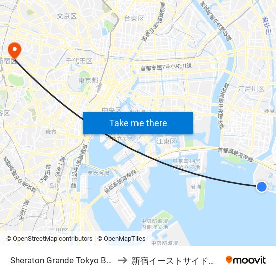 Sheraton Grande Tokyo Bay Hotel to 新宿イーストサイドスクエア map