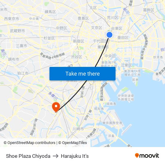 Shoe Plaza Chiyoda to Harajuku It's map