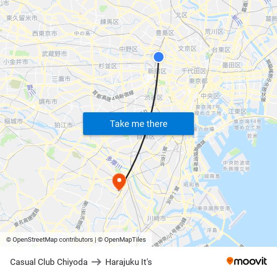 Casual Club Chiyoda to Harajuku It's map